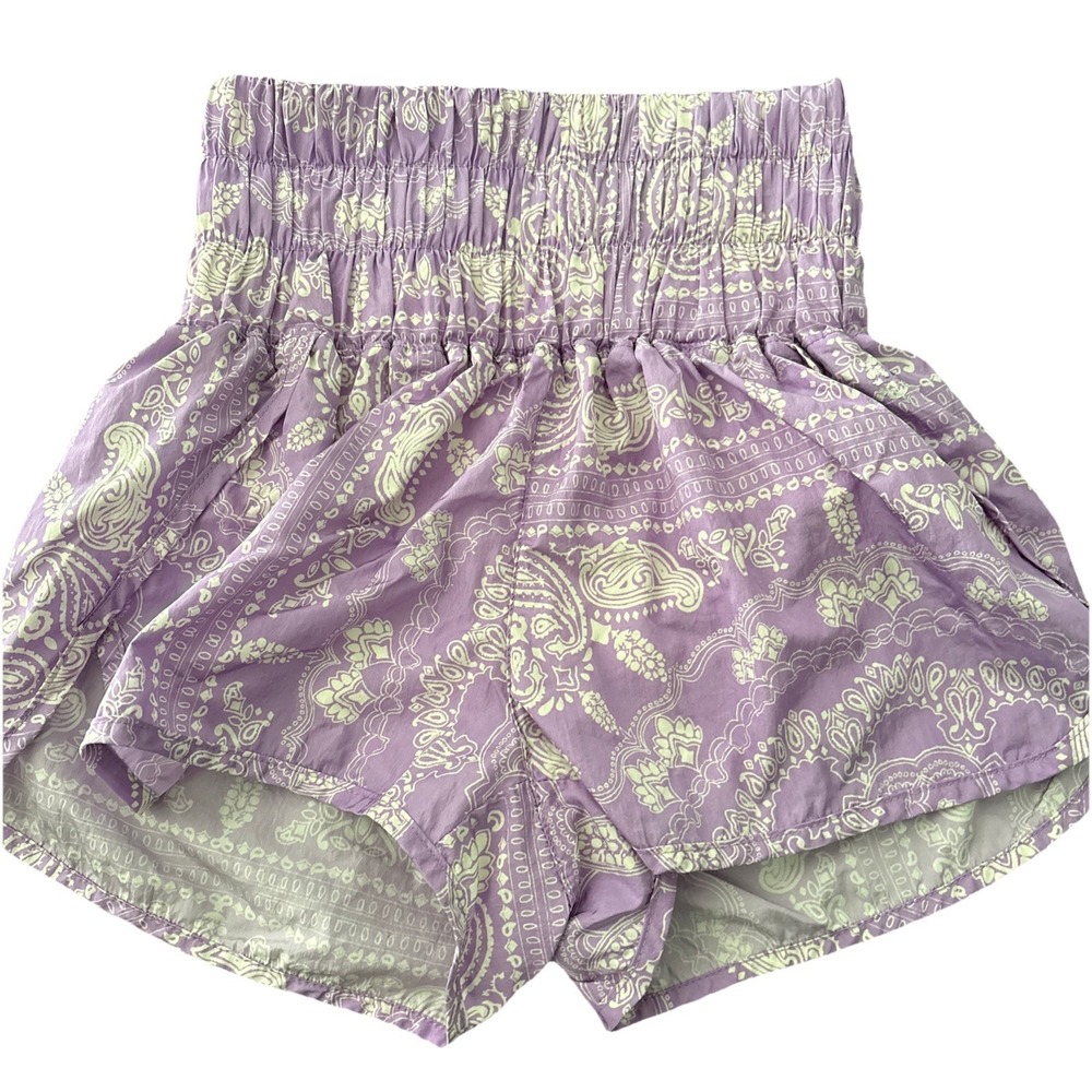 Free People FP Movement XS The Way Home Shorts All Over Print Paisley Lavender